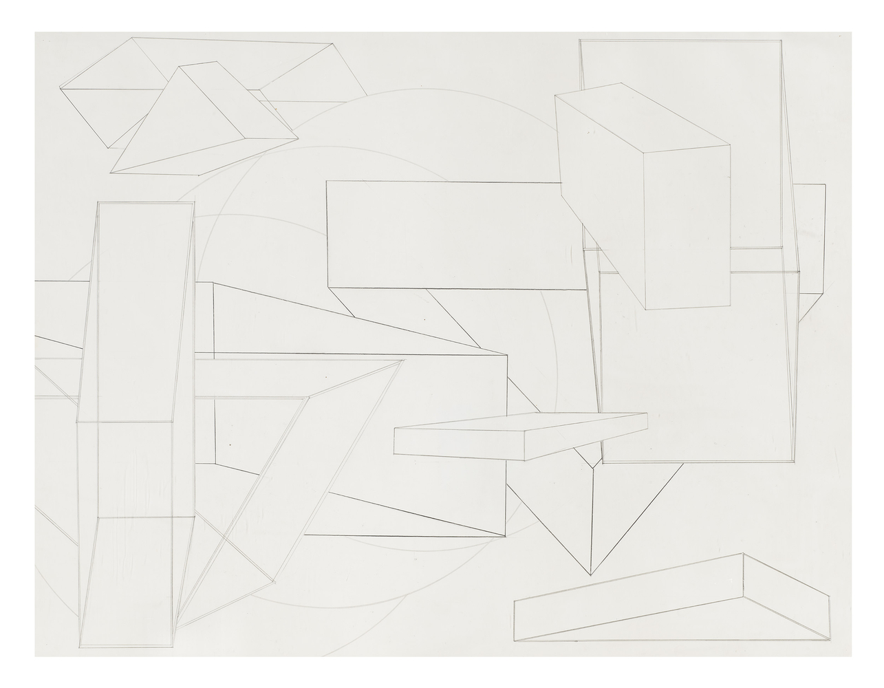 Al Held 74-36, 1974 graphite on paper 35 1/8 x 46 inches