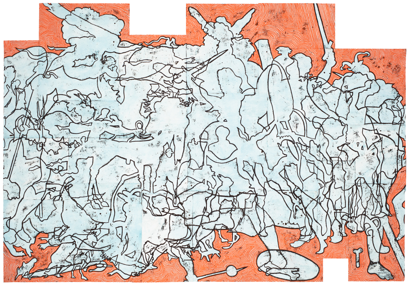 Bo Joseph  Never Catch a Thief, 2020 oil pastel, acrylic and tempera on joined paper paper: 55 3/4 x 80 1/4 inches signed, titled and dated 6/5/2020 on reverse $25,000