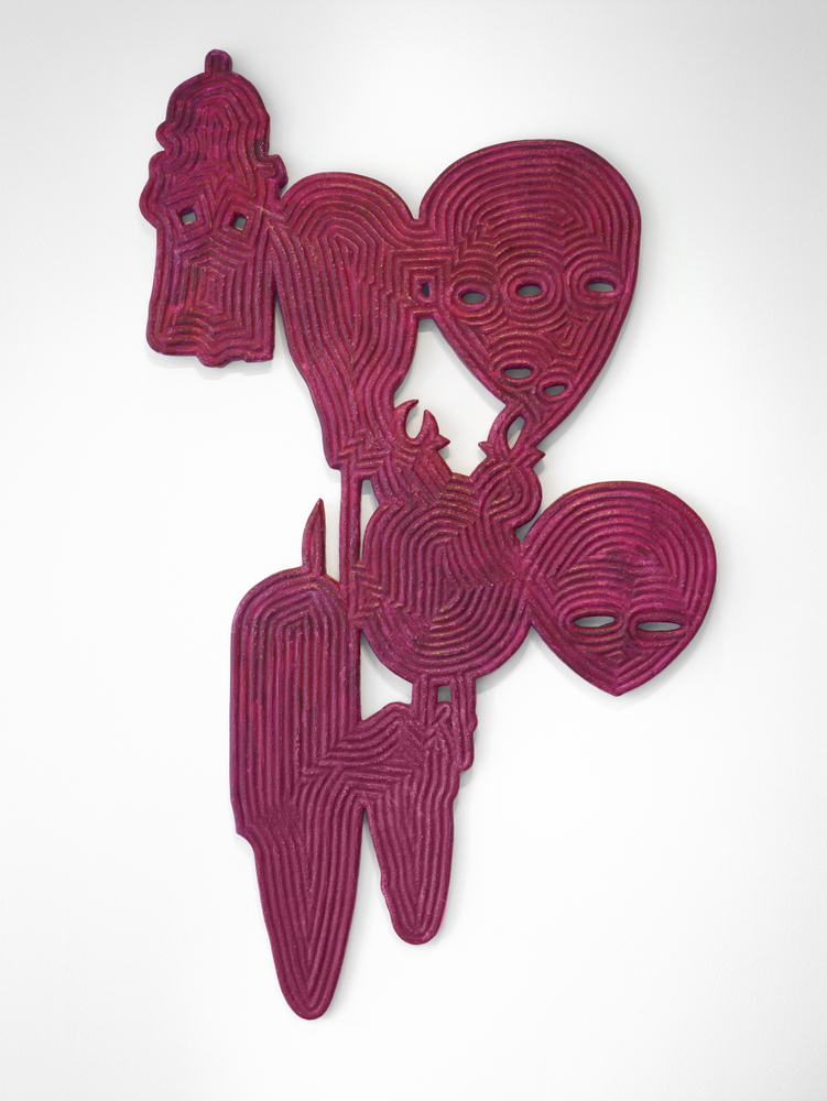 Bo Joseph  Catching Ghosts: Personae, 2020 casein and acrylic on resin, fiberglass and foam 60 1/4 x 35 3/4 x 1 1/2 inches signed, titled and dated 6/30/20 on reverse $18,000