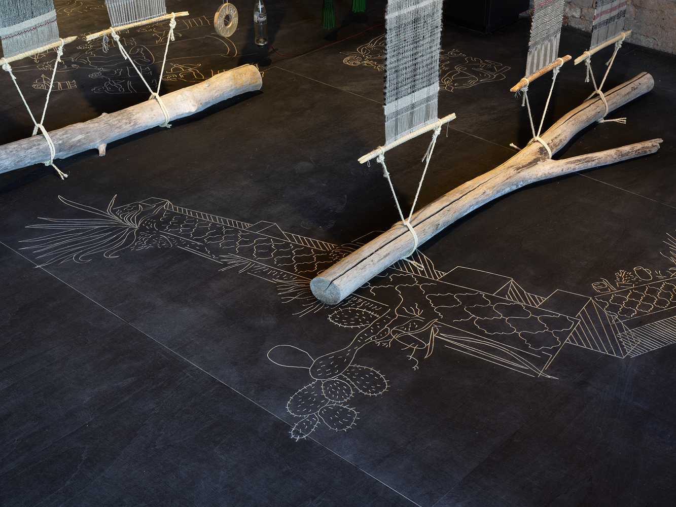 installation view of mariana castillo deball in the 59th venice biennal: until the songs spring, italy, 2022. photo: nick ash