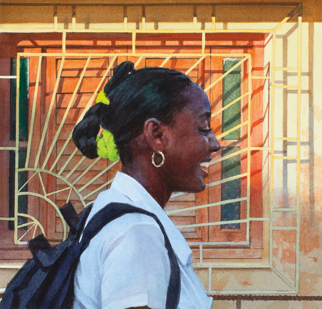 Rance Jones, Sonrisa, 2024, watercolor on paper, 8 x 7 5/8 inches