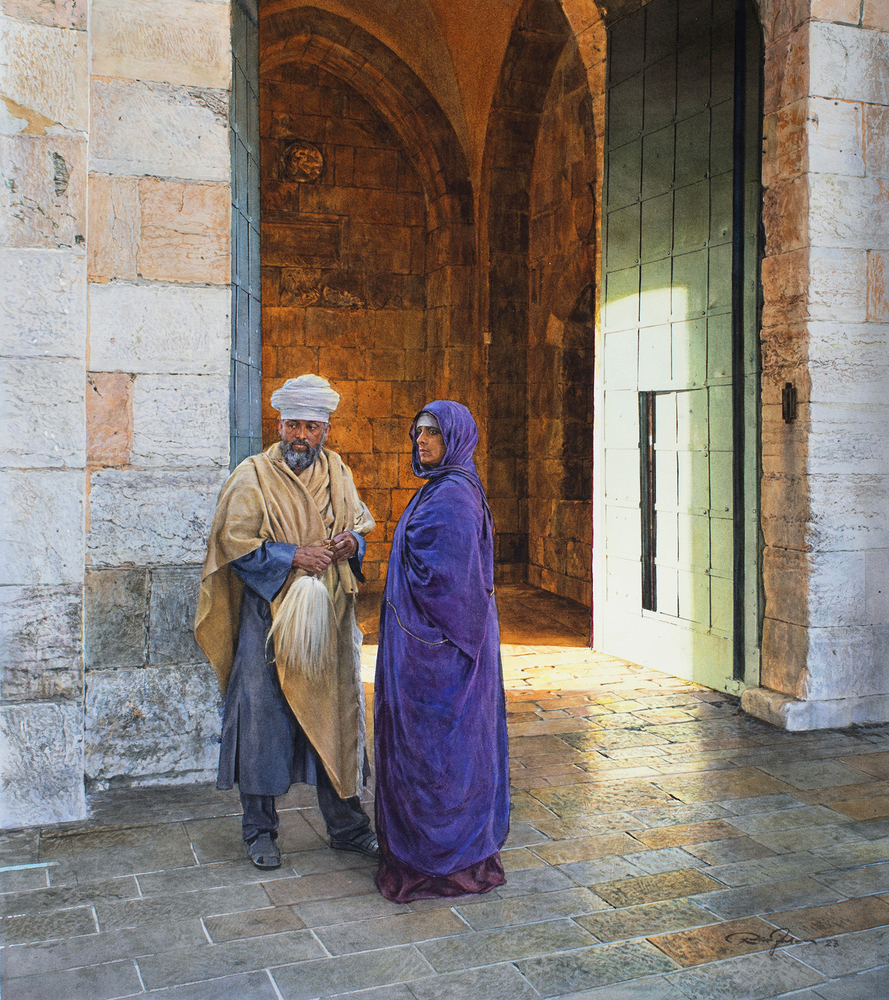 Rance Jones, Jaffa Gate, 2023, watercolor on paper, 24 x 21 inches