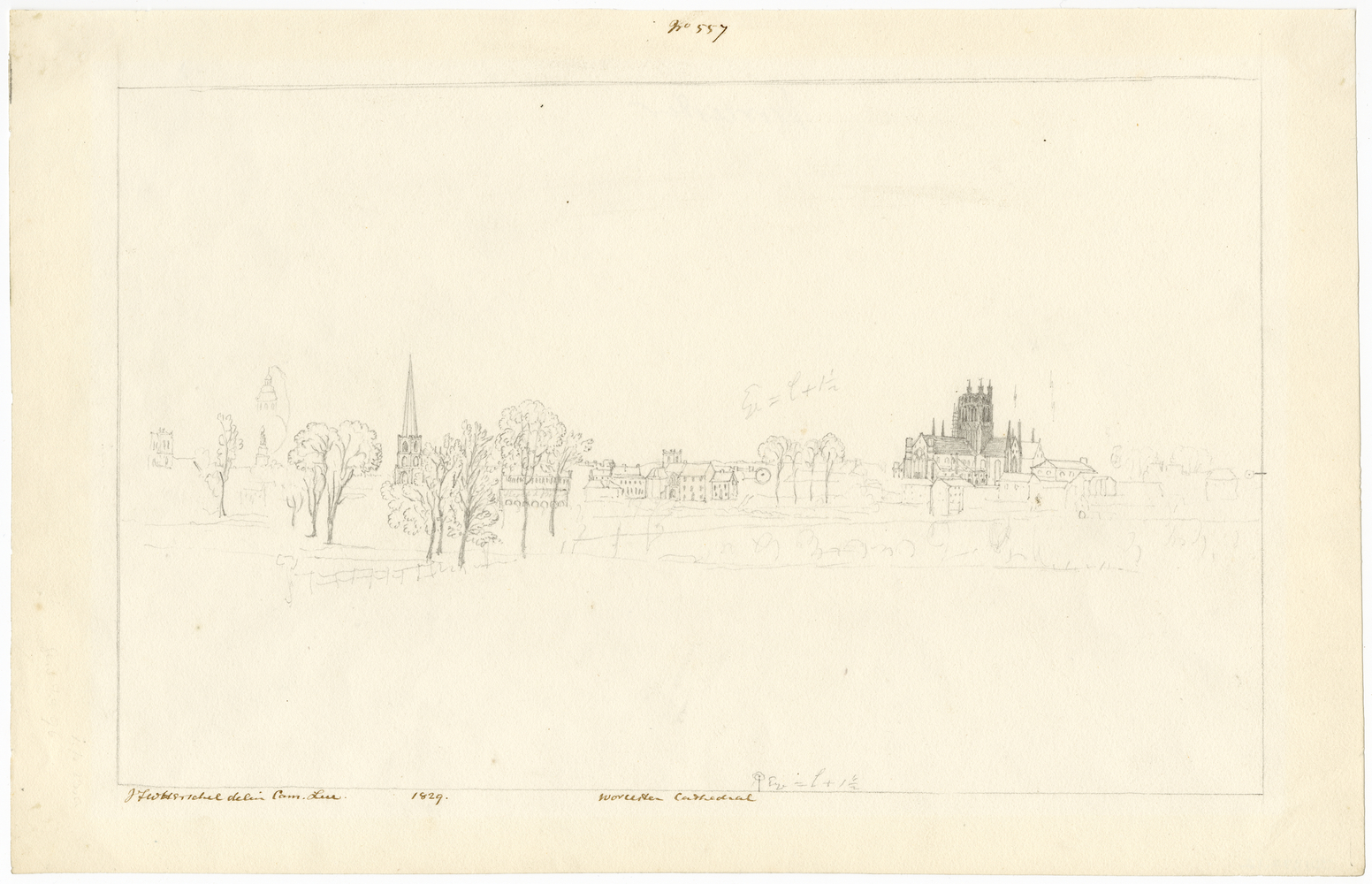 Sir John Frederick William HERSCHEL (English, 1792-1872) "No 557 Worcester Cathedral”, 1829 Camera lucida drawing, pencil on paper 20.2 x 32.2 cm on 24.4 x 38.5 cm paper