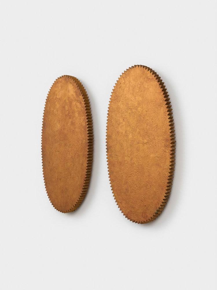Terry Adkins  Untitled (from the mvet series), 1989  wood and acrylic  each: 38 1/2 x 19 3/4 x 2 in. (97.8 x 50.2 x 5.1 cm)