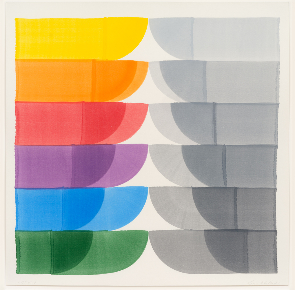 Dan Walsh  LHP-WC 20, 2024  watercolor on Lana hot press paper  26 x 26 in. (66 x 66 cm)  frame: 28 3/8 x 28 1/4 x 1 1/2 in. (72.1 x 71.8 x 3.8 cm)  titled lower left, signed and dated lower right recto