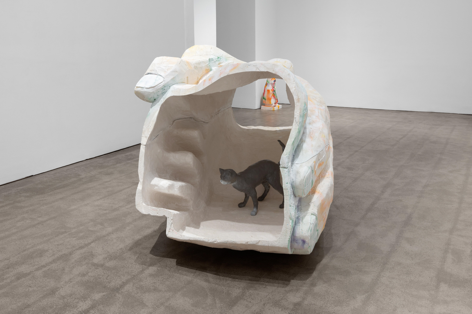 Justin Matherly Room to live, 2020 GFRG, epoxy clay, synthetic spray paint, UV varnish overall: 47 x 48 x 80 in. (119.4 x 121.9 x 203.2 cm) interior sculpture: 19 x 24 x 11 in. (48.3 x 61 x 27.9 cm)