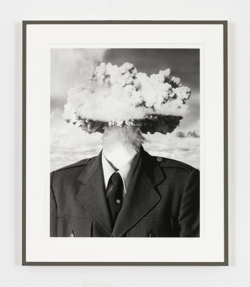 Bruce Conner
BOMBHEAD, 2002
digital print with red acrylic addition on Epson paper
image: 31 1/2 x 25 in. (80 x 63.5 cm)

sheet: 38 1/2 x 31 1/4 in. (97.8 x 79.4 cm)

frame: 41 x 34 x 1 3/4 in. (104.1 x 86.4 x 4.4 cm)

Edition 5 of 20

Published by Magnolia Editions; printed by Don Farnsworth

signed in pencil, recto lower right
