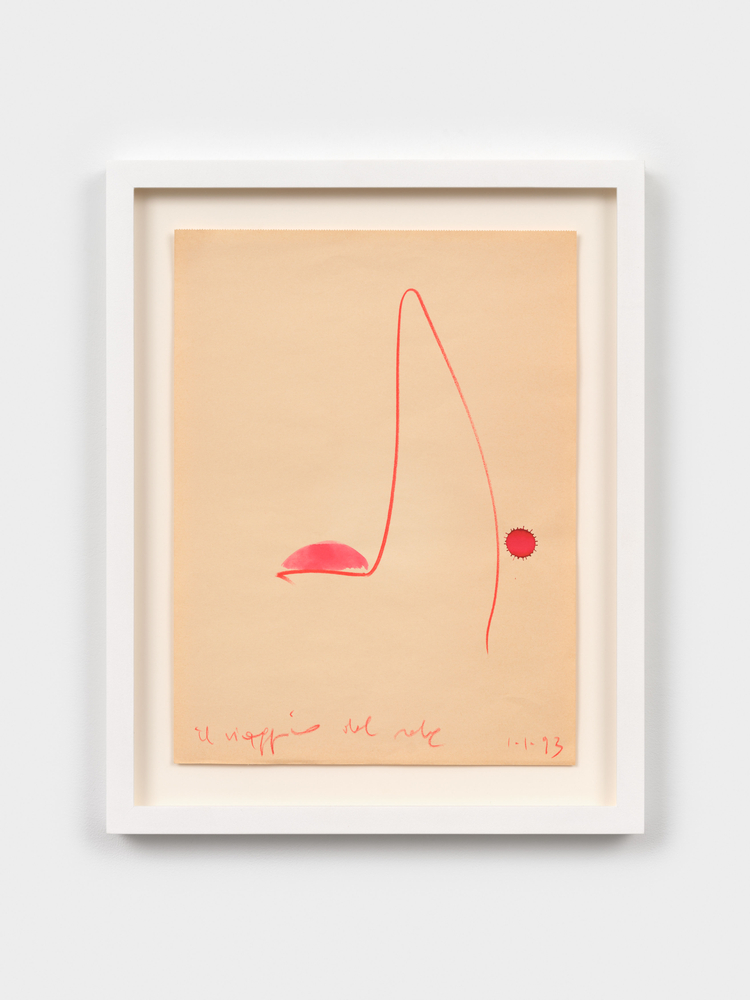 Luciano Fabro
Il viaggio del sole, 1993
colored pencil and acrylic on paper
15 3/4 x 11 3/4 in. (40 x 30 cm)

frame: 19 3/4 x 15 3/4 x 1 1/2 in. (50.2 x 40 x 3.8 cm)