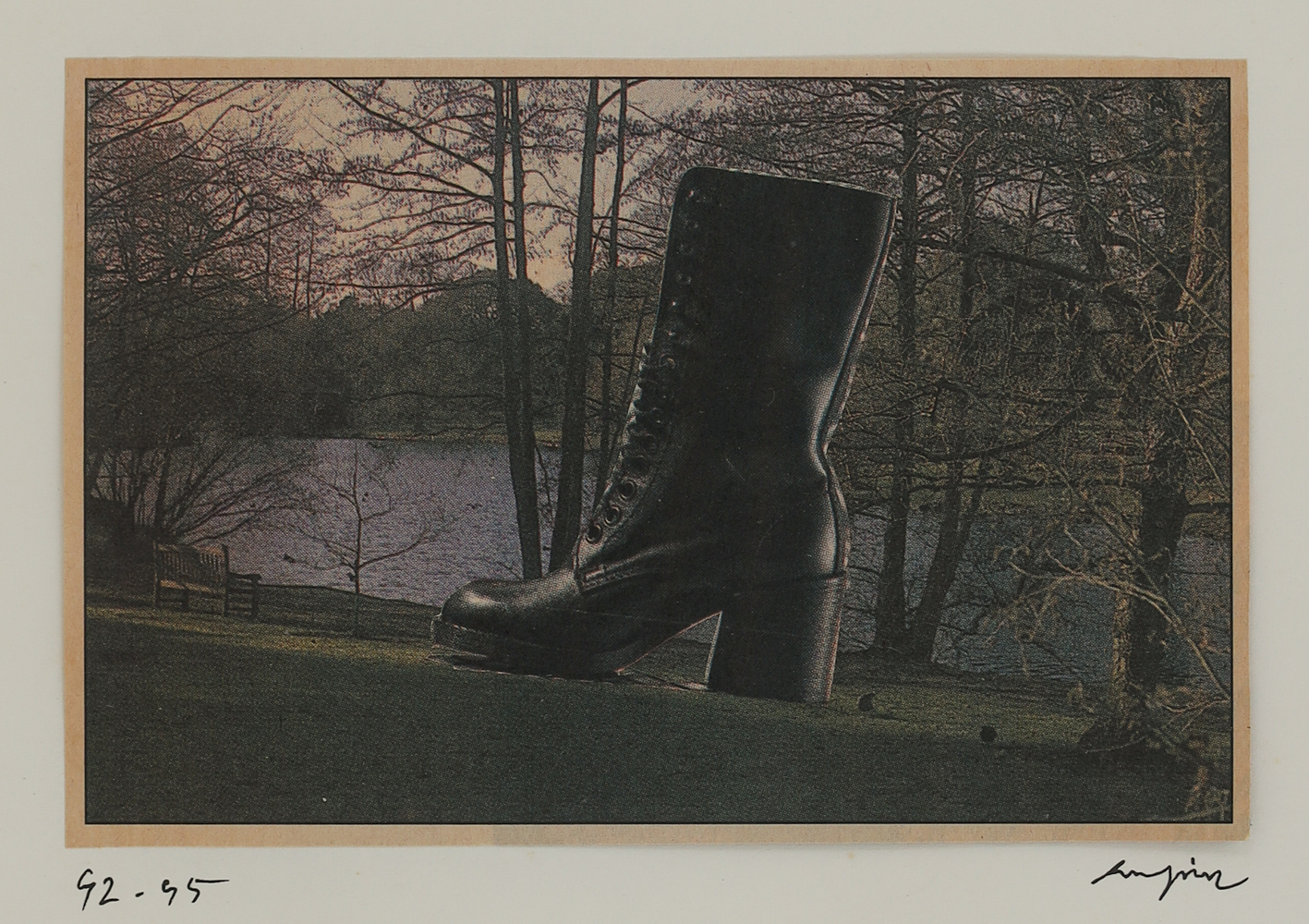 From the series Mild Terrors II
1991&amp;ndash;96
Collage from print media on A4 sheet