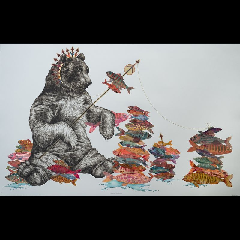 In The Land of Plenty&amp;nbsp;

Mixed media&amp;nbsp;

23&amp;quot;x40&amp;quot;x1&amp;quot;