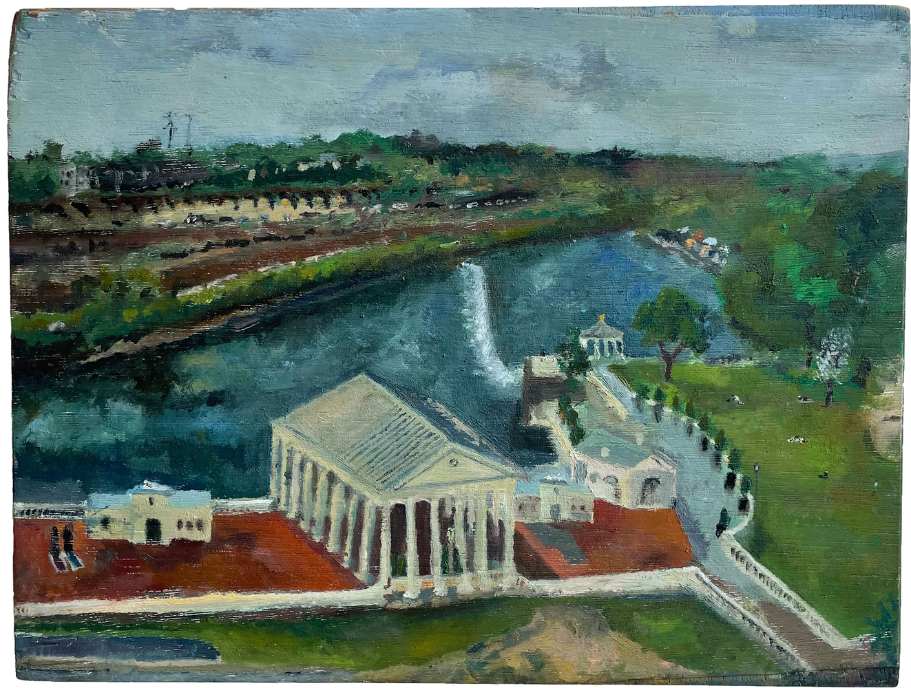 Philadelphia Water Works  10.5" x 14"  Oil On Wood