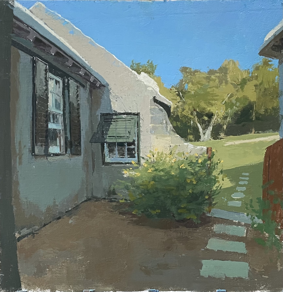 Bermuda Yard  14" x 12"  Oil On Linen Mounted On Panel