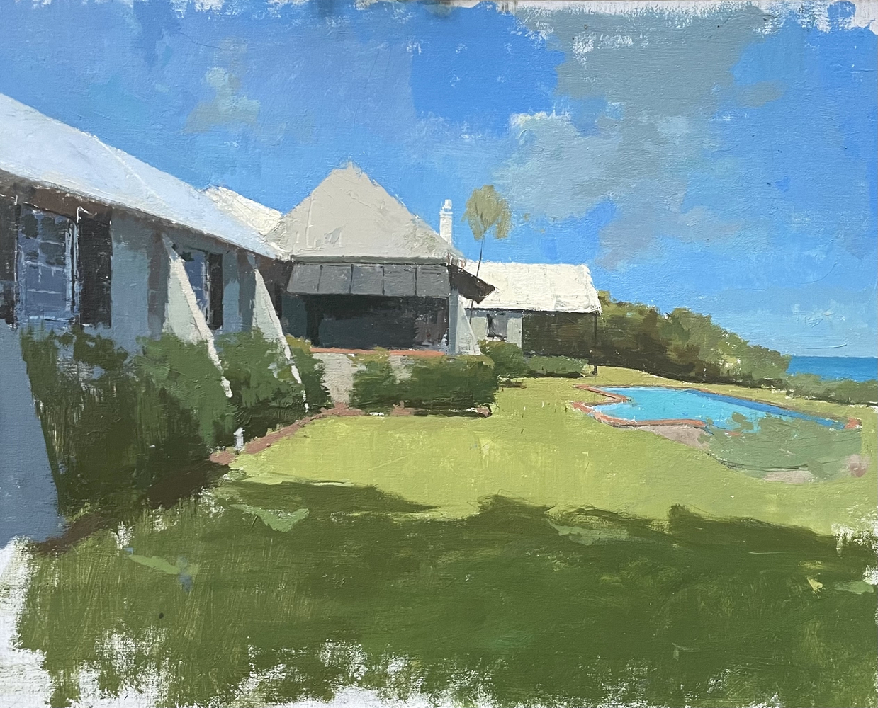 Bermuda Lawn  16" x 20"  Oil On Linen Mounted On Panel