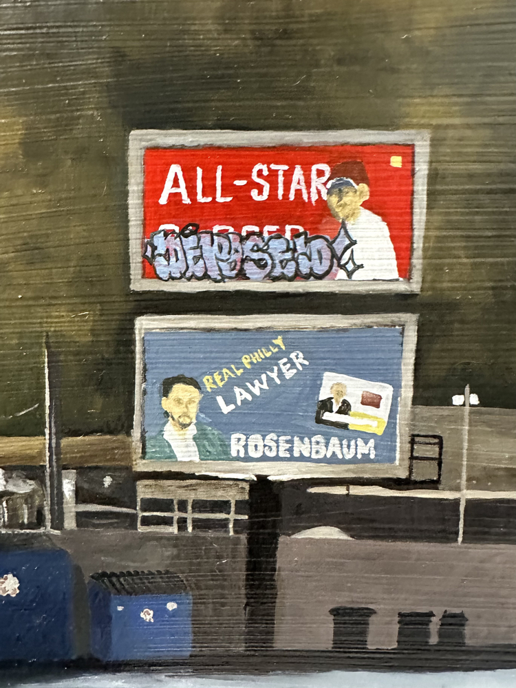 Where the Sidewalk Ends (Detail)  16" x 16"  Oil On Panel