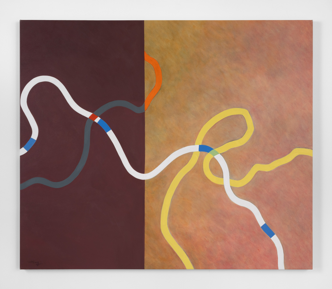 Mimi Chen Ting (1946-2022)
Tangles and Ties Prologue, 2009&amp;nbsp;
acrylic on canvas
46 x 54 inches;&amp;nbsp;&amp;nbsp;116.8 x 137.2 centimeters
LSFA# 16549&amp;nbsp;