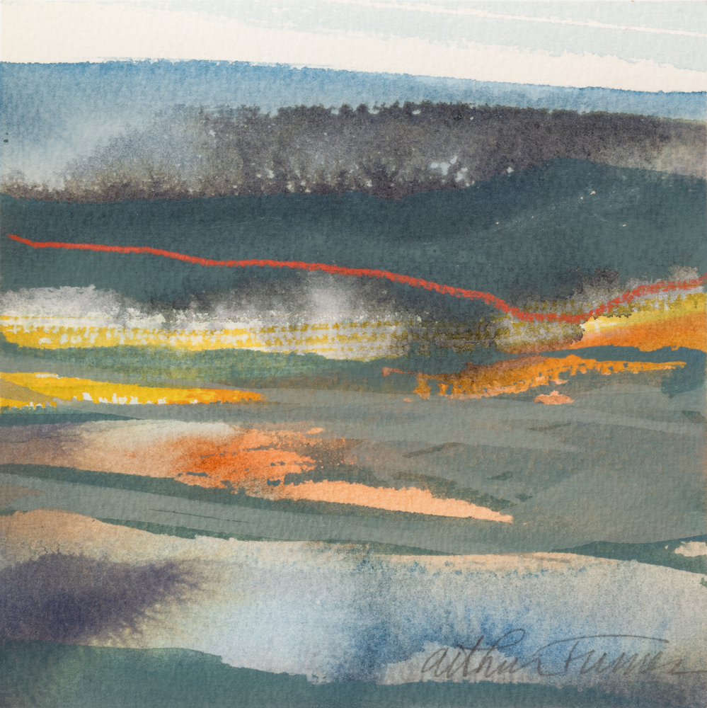 Arthur Turner Arche's Lake, 2014 watercolor on paper 6" x 6" AT 2403, Moody Gallery