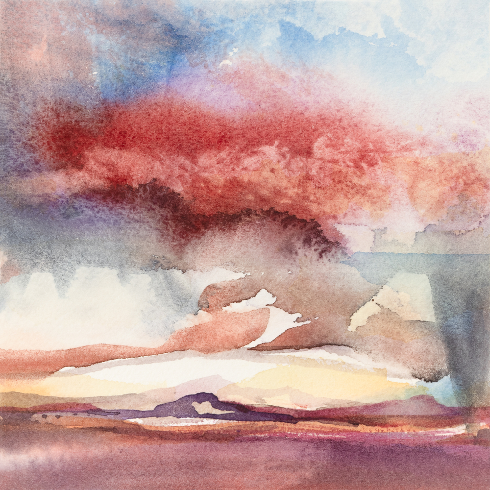 Arthur Turner Red Cloud, 2014 watercolor on paper 6" x 6" AT 2407, Moody Gallery