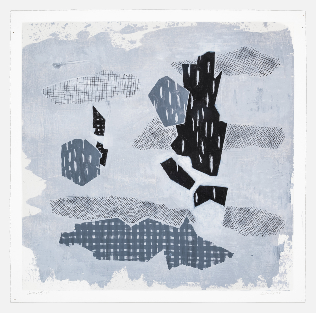 Pat Colville Come Back II, 2025 acrylic on paper 22" x 22 1/4" PC 243, Moody Gallery