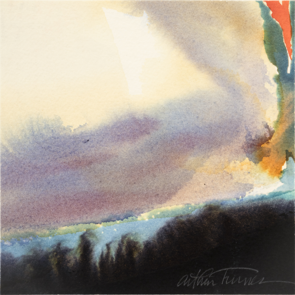 Arthur Turner Mountain Smoke, 2014 watercolor and ink on paper 6" x 6" AT 2395, Moody Gallery