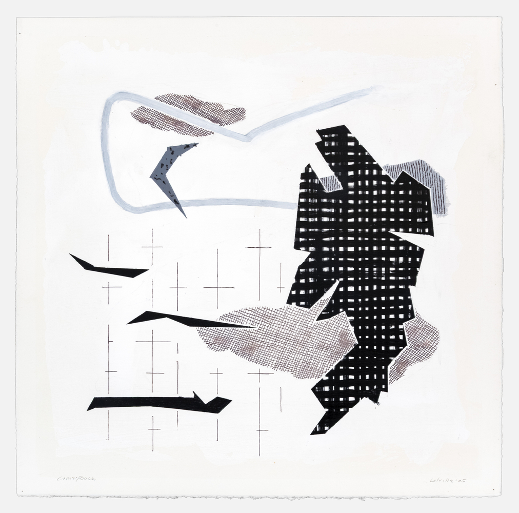 Pat Colville Come Back III, 2025 acrylic on paper 22" x 22 1/4" PC 244, Moody Gallery