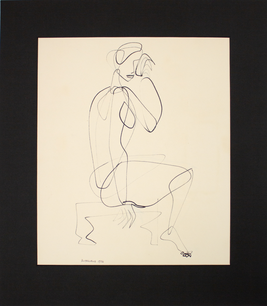 Amalie Rothschild&amp;nbsp;
Girl on Stool,&amp;nbsp;1956
Ink on paper. Double sided.
17 x 14 in. (43.2 x 35.6 cm)
ROT-1074-C