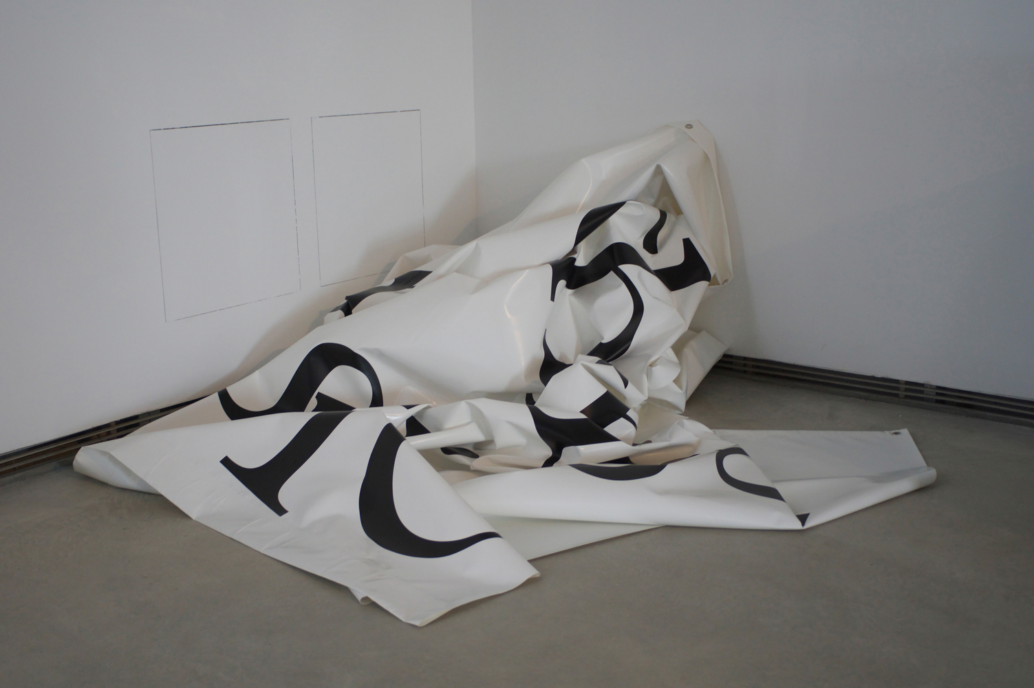 Installation view of sculptures by Douglas Gordon