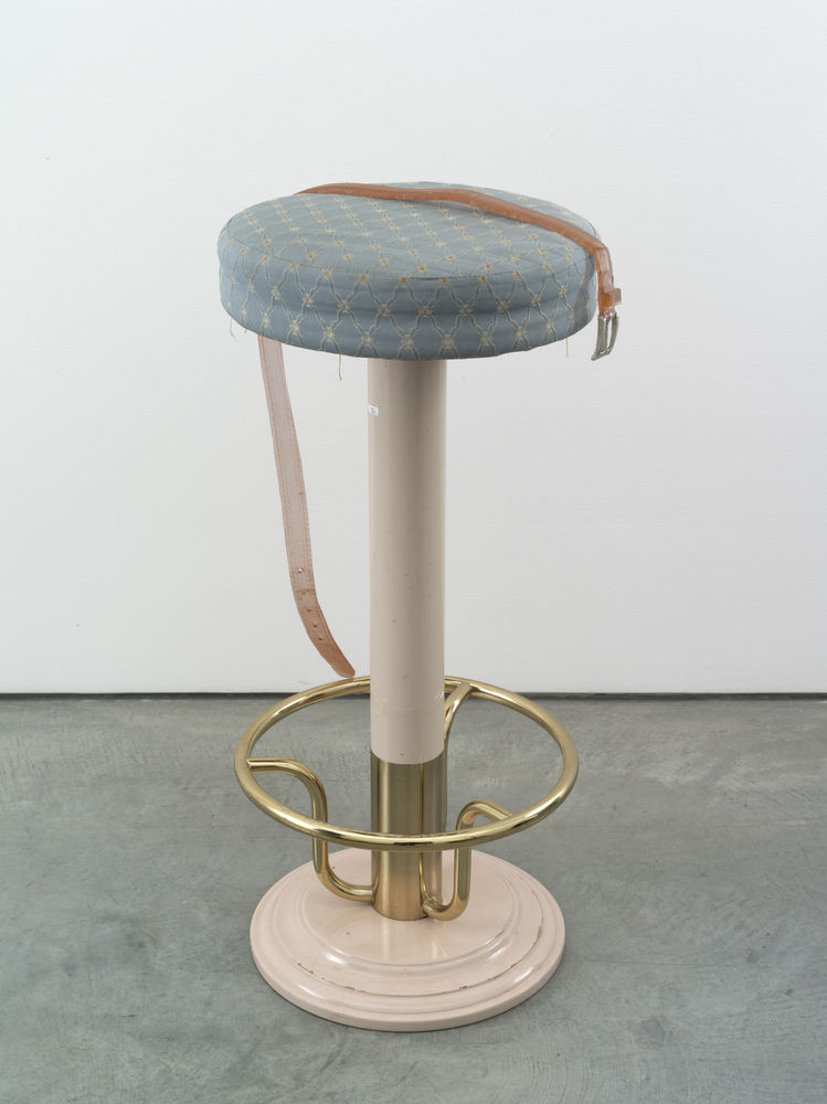 Belt on bar stool

2014

Fabric, metal, foam material, plastic, paint

82.5 x 43 x 38 cm / 32 1/2 x 17 x 15 in

&amp;copy; Valentin Carron