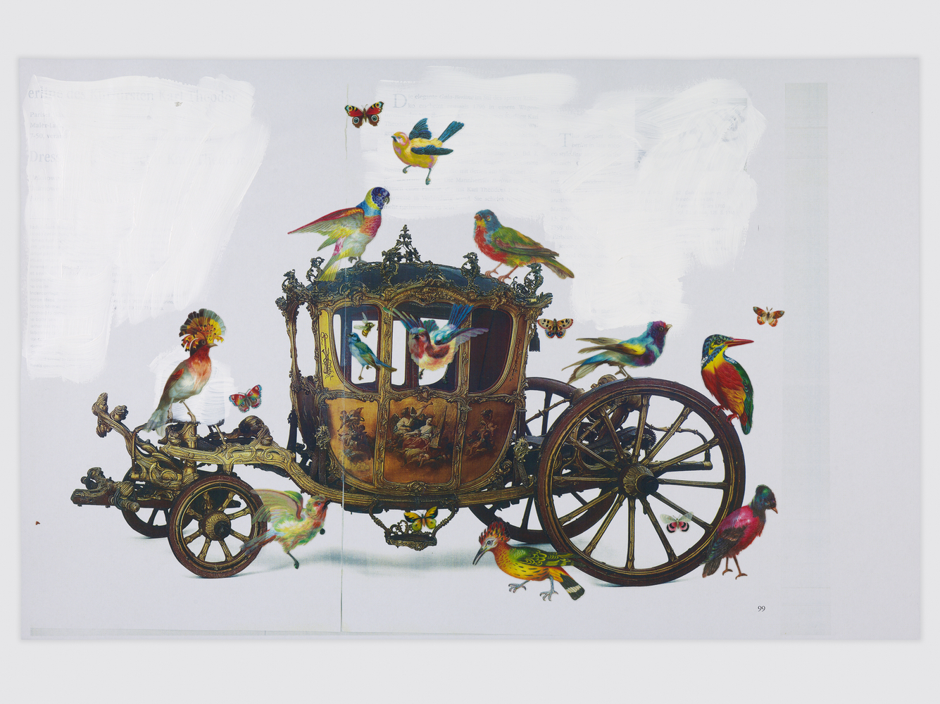 getting ready for the trip, Birdland

2025

Collage with adhesive stickers on color xerox

28 x 43 cm / 11 x 17 in

&amp;copy; Karen Kilimnik