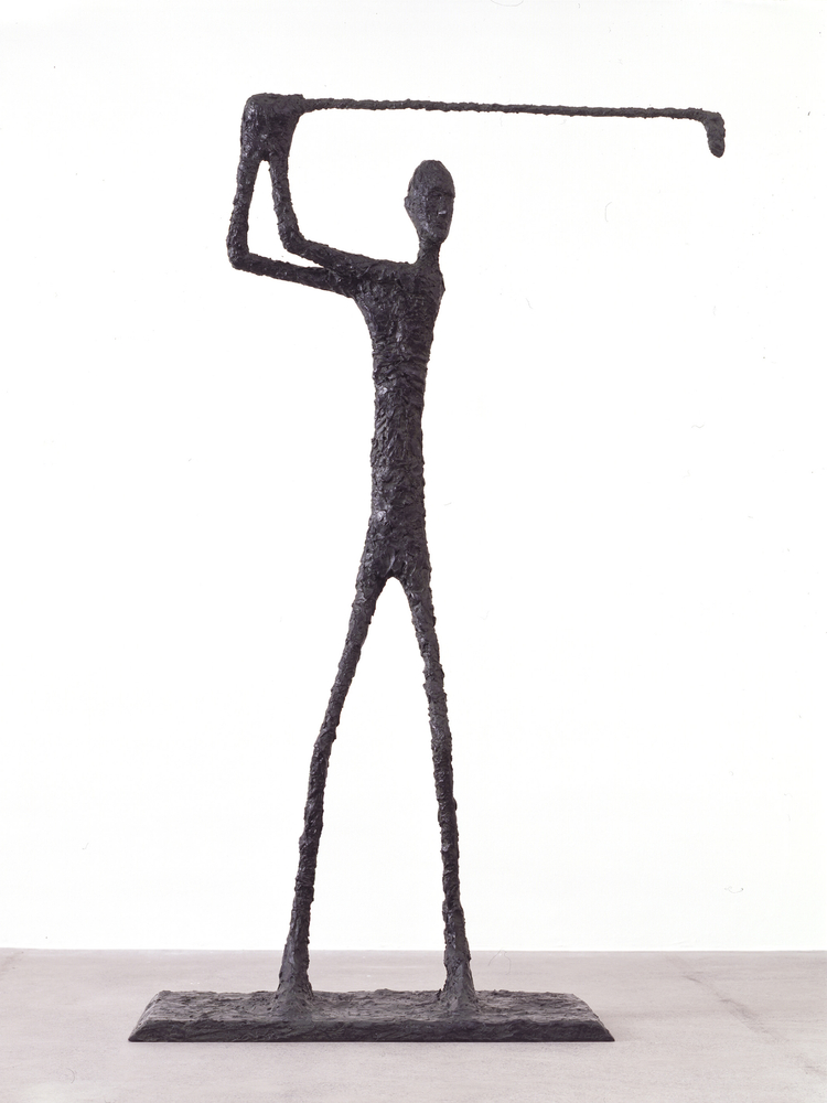 L&amp;#39; homme qui swing (bronze antique)

2007

Wood, metalic structure, acrylic resin, paint

225 x 140 x 51.5 cm / 88 5/8 x 55 1/8 x 20 1/4 in

&amp;copy; Valentin Carron