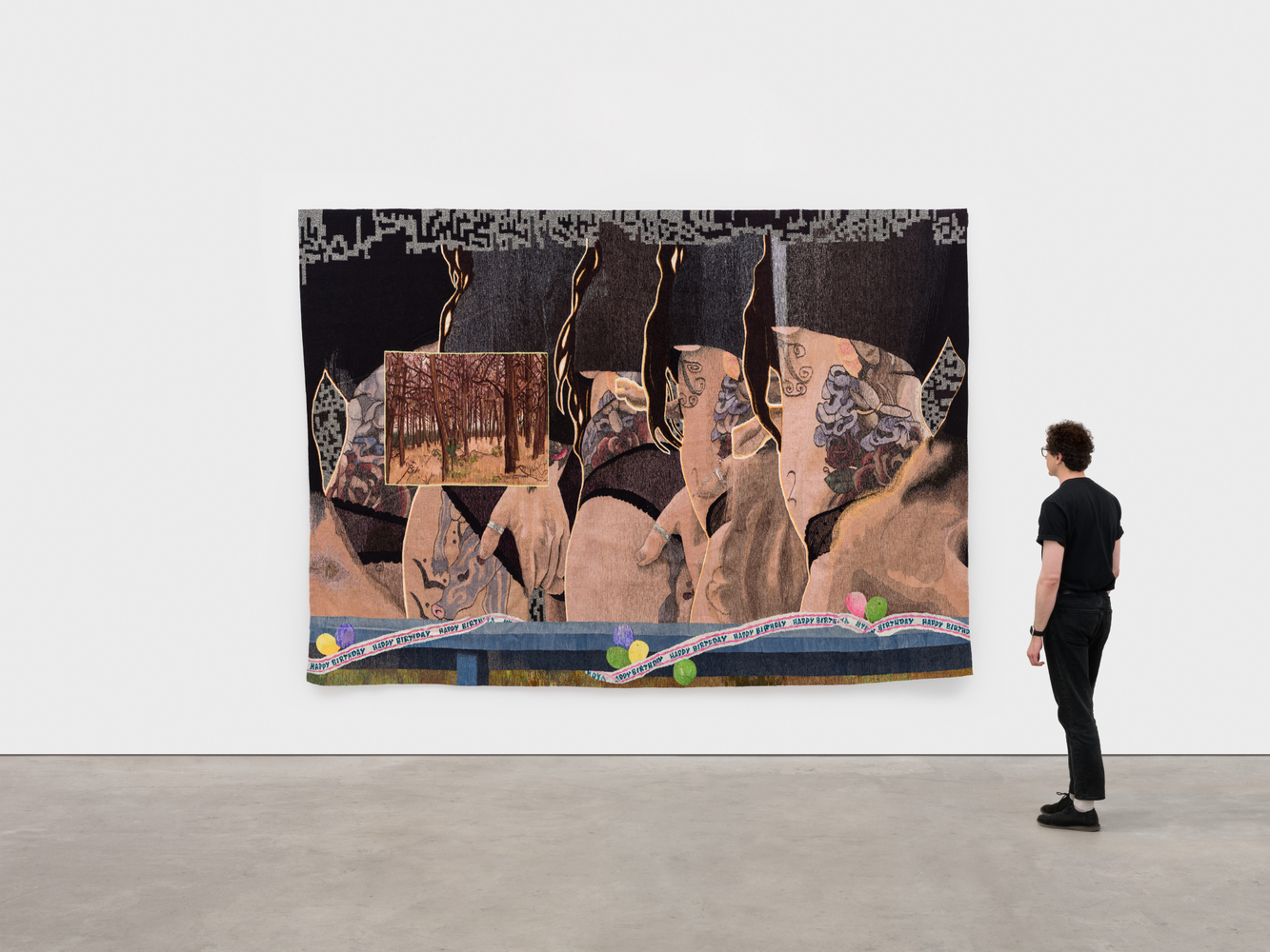 Erin M. Riley
Forest, 2025
wool, cotton
102 x 142 ins.
259.1 x 360.7 cm
(RILEY-345)