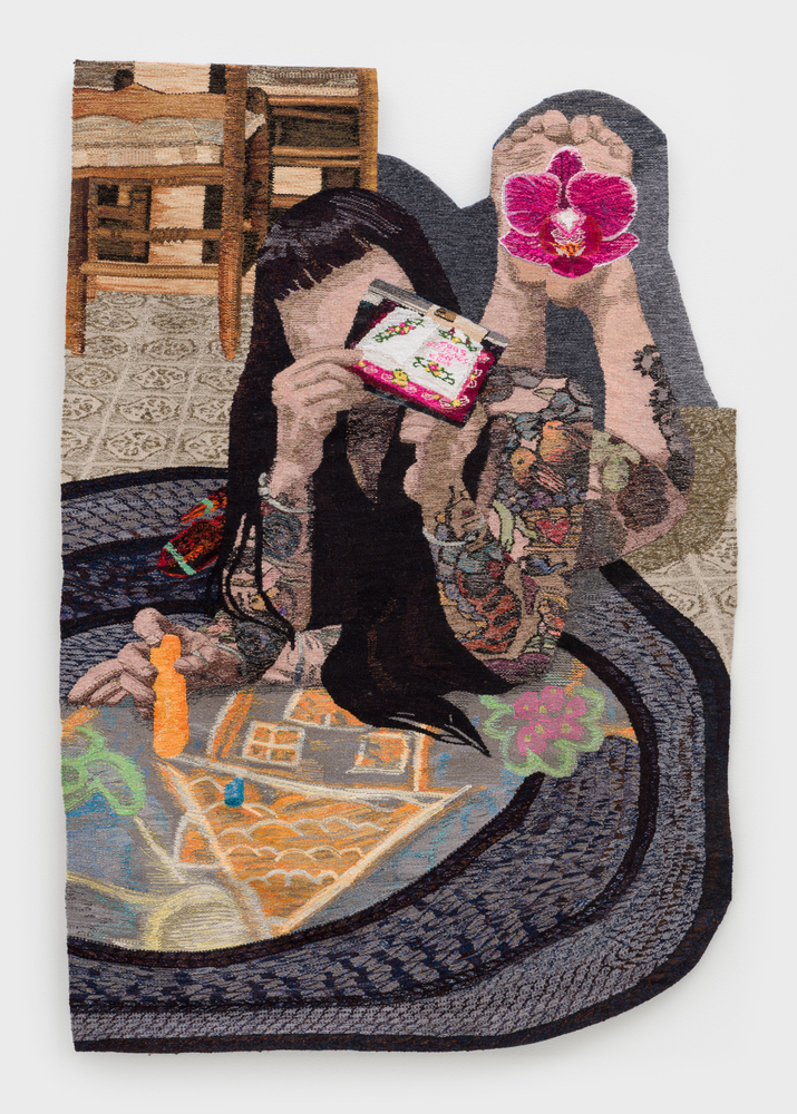 Erin M. Riley
Disappearing Messages, 2025
wool, cotton
70 x 46 ins.
177.8 x 116.8 cm
(RILEY-352)