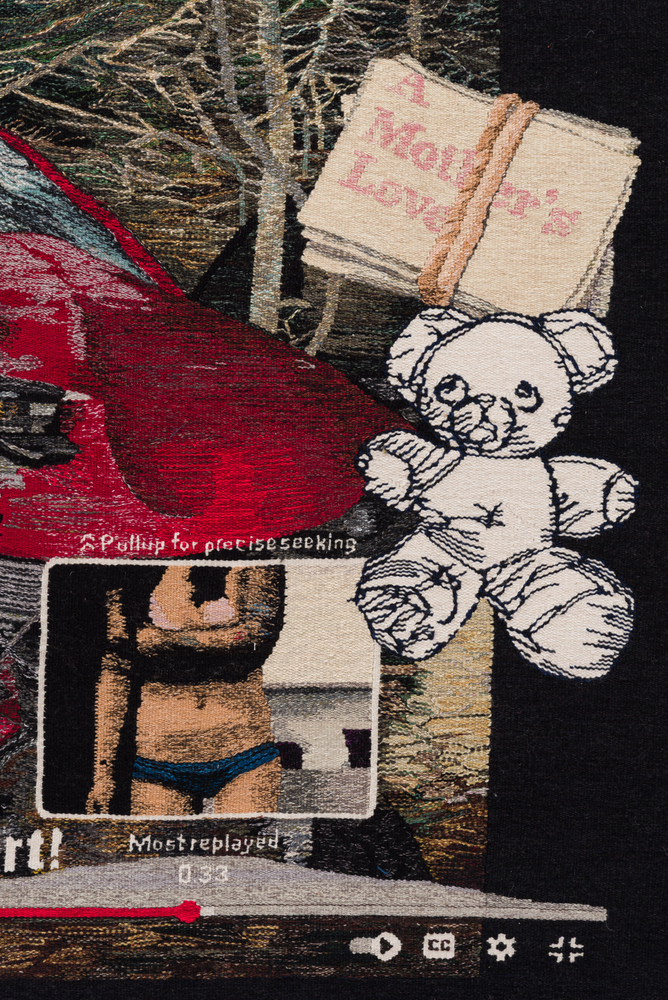 Erin M. Riley
You Broke, 2024
wool, cotton
68 x 100 ins.
172.7 x 254 cm
(RILEY-342)