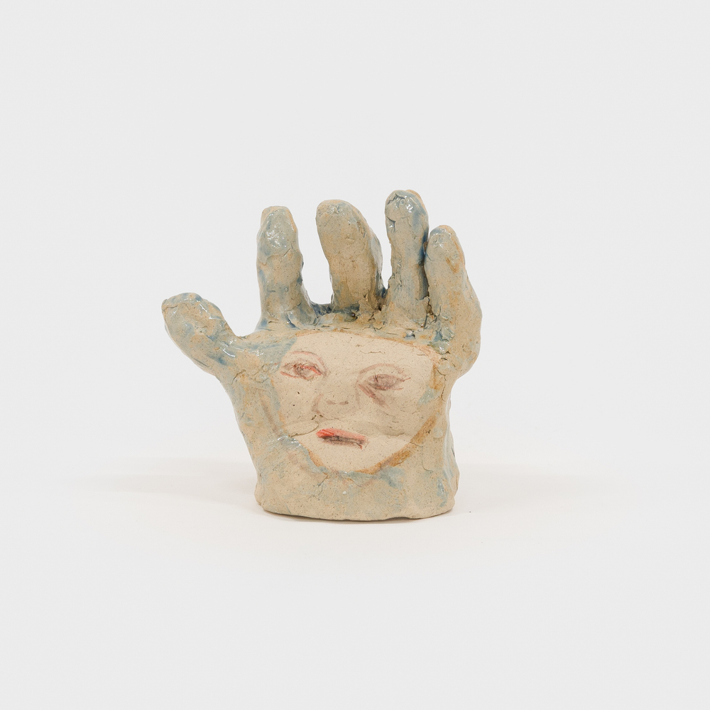Judy Glantzman
Blue Hand with Head, 2025
glazed ceramic
4 3/4 x 4 1/4 x 2 1/8 ins.
12.1 x 10.8 x 5.4 cm
(Glantzman-037)
