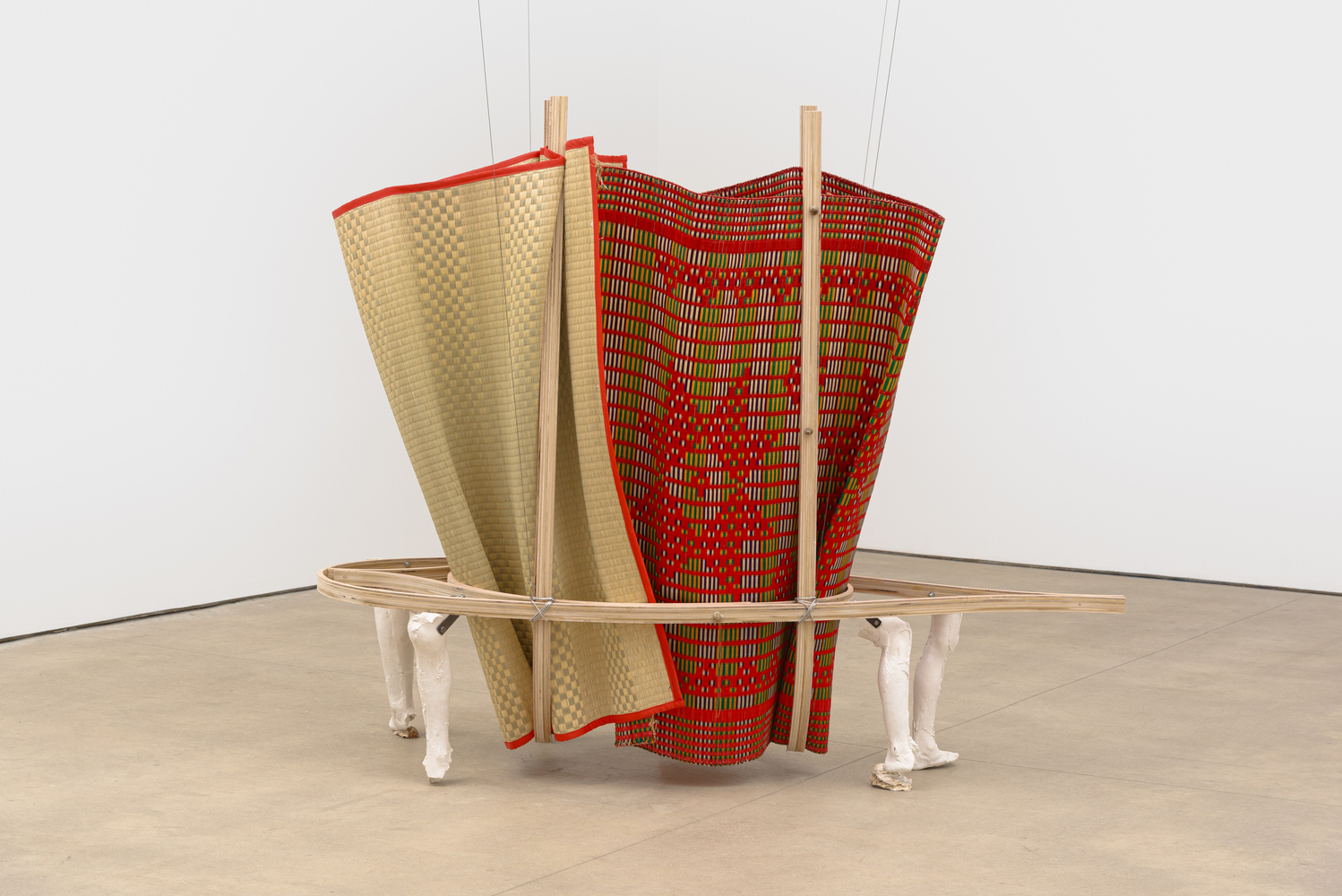 Yu Ji
Origin of the Tiger - CRUS, 2026
wooden element, reed mats, plaster, iron, snail shells
dimensions variable