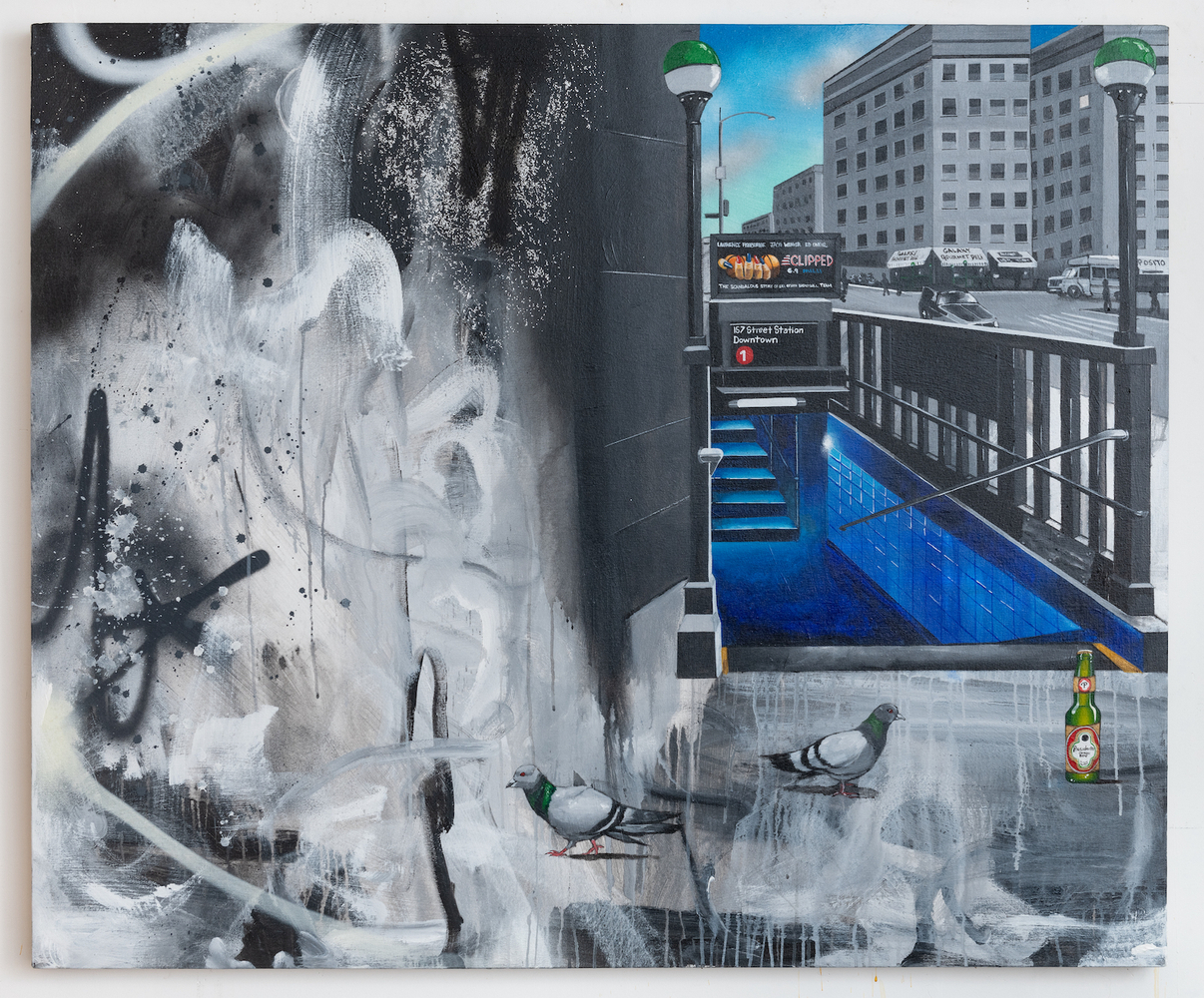 Chris &amp;quot;Daze&amp;quot; Ellis
157th Street, 2024
acrylic and spray paint on canvas
50 x 60 ins.
127 x 152.4 cm