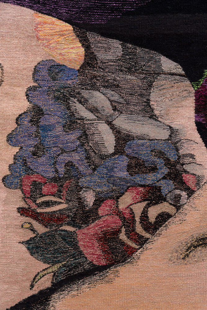 Erin M. Riley
Oh, What Fantasy, 2025
wool, cotton
69 x 48 ins.
175.3 x 121.9 cm
(RILEY-351)