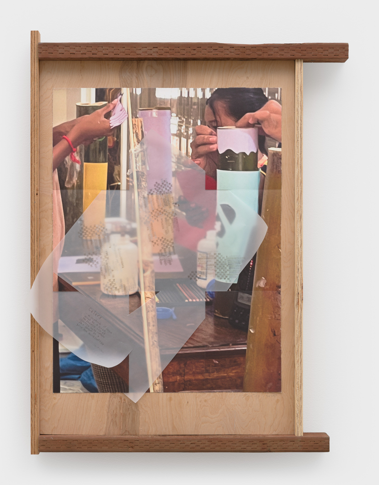 Yu Ji
Untitled 240225, 2026
colored pencil drawing, silkscreen print, collage in handmade frame
37 3/4 x 17 1/2 x 26 1/2 ins.
95.9 x 44.5 x 67.3 cm