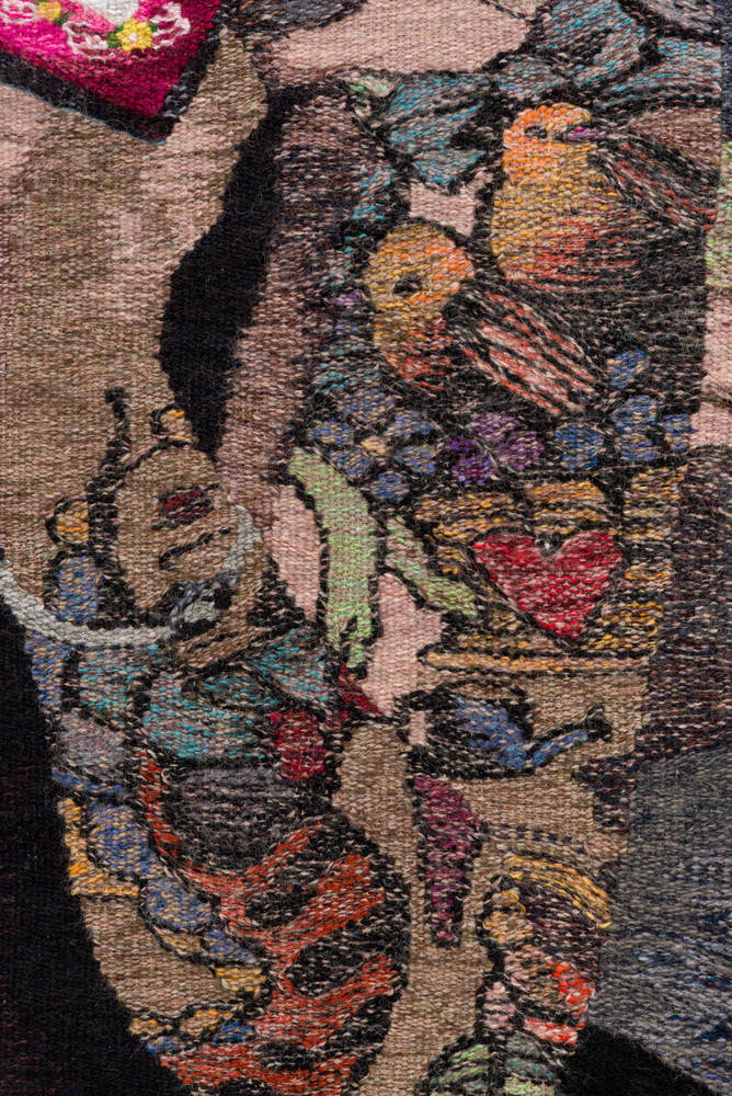 Erin M. Riley
Disappearing Messages, 2025
wool, cotton
70 x 46 ins.
177.8 x 116.8 cm
(RILEY-352)