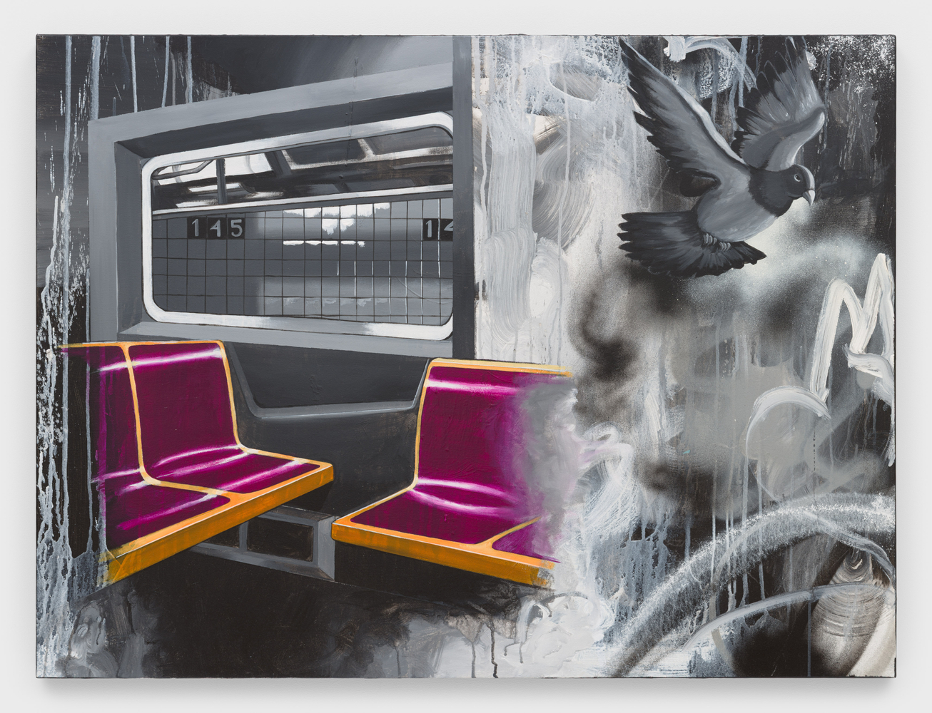 Chris &amp;quot;Daze&amp;quot; Ellis
Freedom at last, 2024
acrylic and spray paint on canvas
36 x 48 ins.
91.4 x 121.9 cm