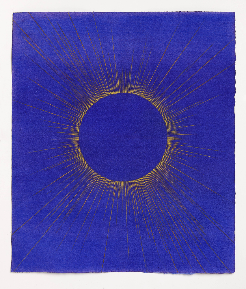 Karen Arm
Untitled (Yellow Corona on Violet-Blue), 2021
acrylic and watercolor on paper
15 1/2 x 13 1/2 x 1 1/2 ins.
39.4 x 34.3 x 3.8 cm
(ARM-261)