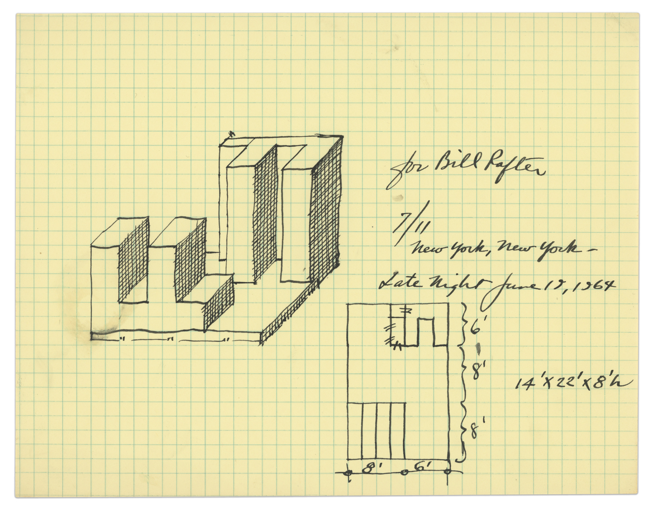 Untitled, 1964
Ink on gridded paper
8 1/2 &amp;times; 11 in. (21.6 &amp;times; 27.9 cm)