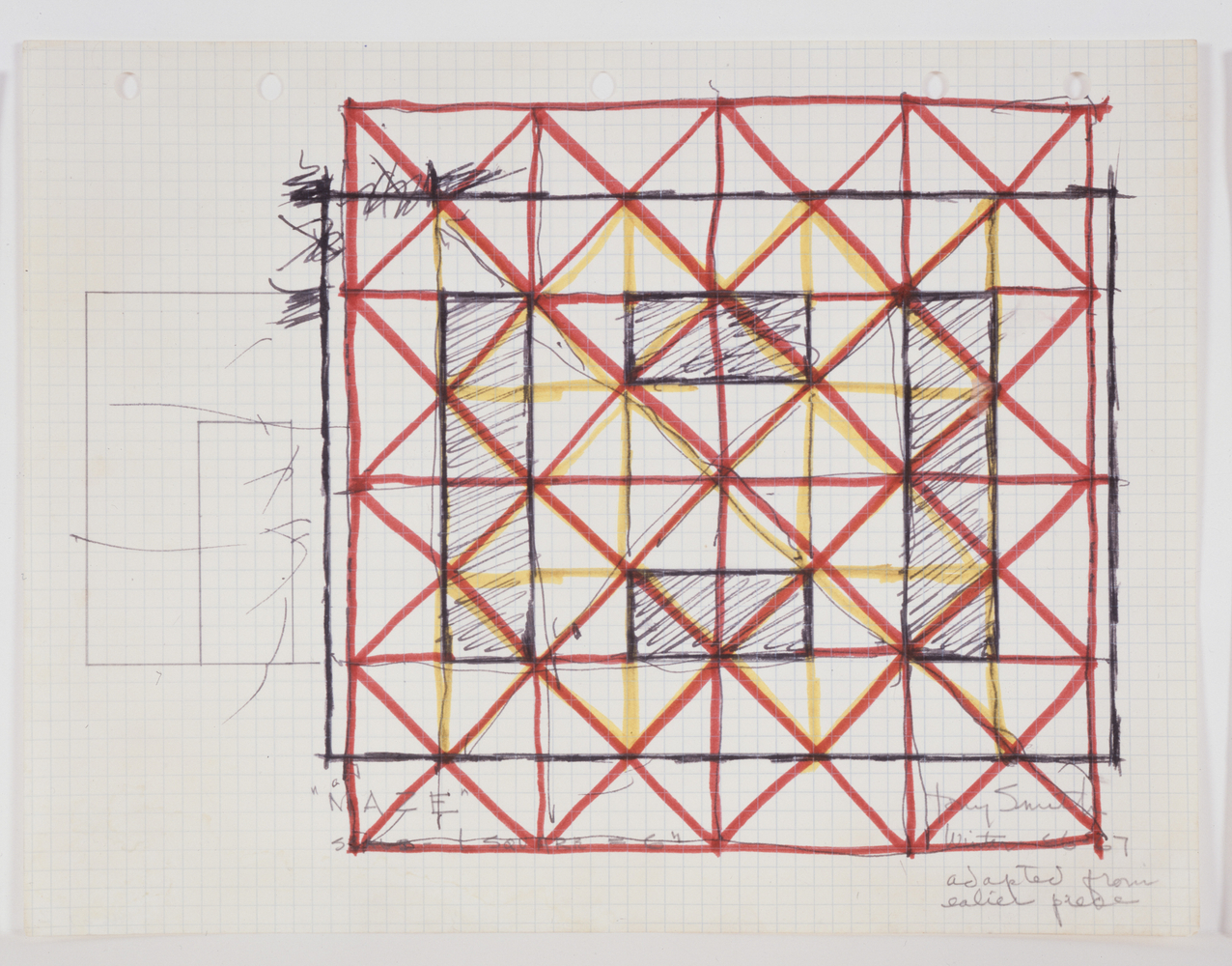 Maze, 1966&amp;ndash;67
Ink and pencil on gridded paper
8 &amp;times; 10 1/2 in. (20.3 &amp;times; 26.7 cm)