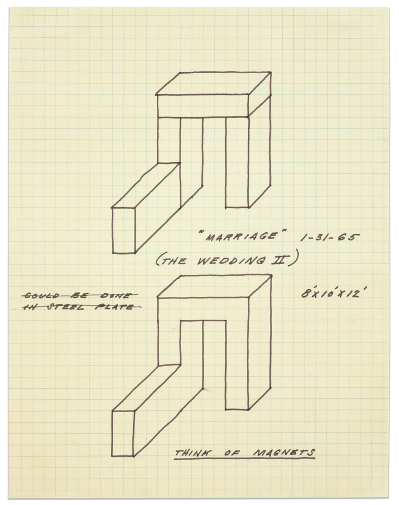 Marriage, 1965
Ink on gridded paper
11 &amp;times; 8 1/2 in. (27.9 &amp;times; 21.6 cm)
