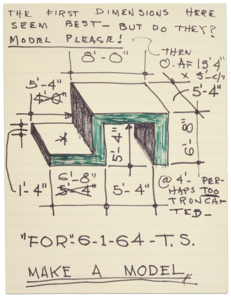 For, 1964
Ink and crayon on ruled paper
11 &amp;times; 8 1/2 in. (27.9 &amp;times; 21.6 cm)