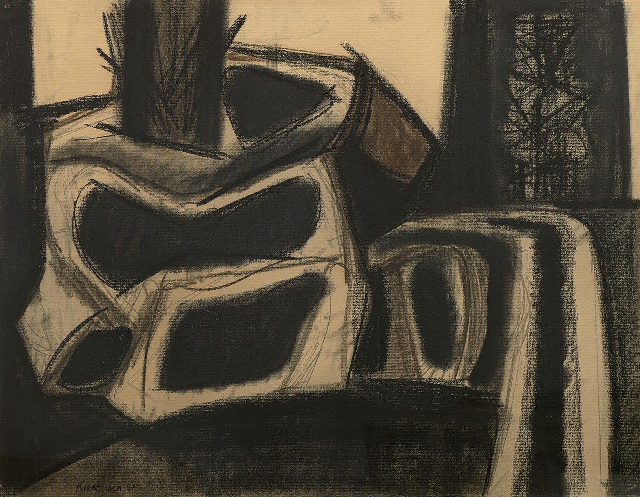 black and white abstracted drawing of the moors in Dogtown, Mass