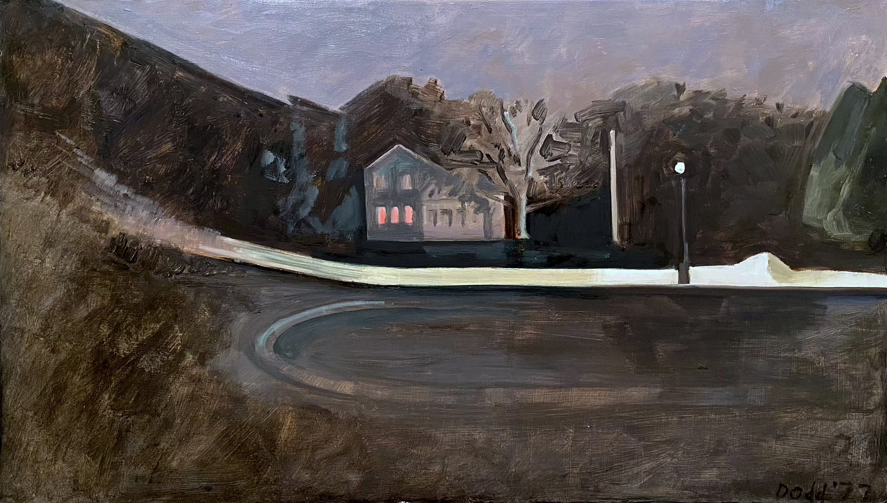 Night View at Vail, 1977, oil on Masonite, 12 x 21 inches