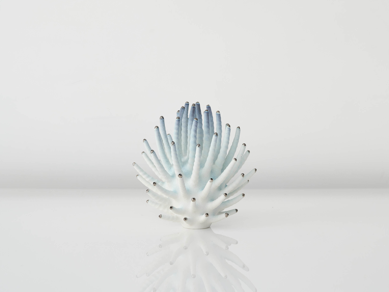 EVA ZETHRAEUS

Small Turquoise Calliandra with Platinum Details, 2026

Glazed porcelain, platinum

8.25&amp;quot; H x 7&amp;quot; Dia.