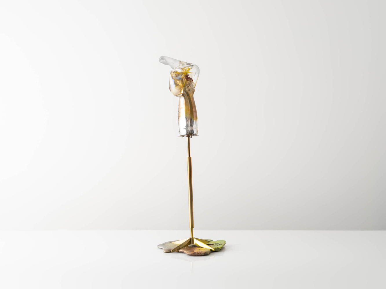 MARIA KOSHENKOVA

Dawn Enters with Little Feets, 2022

Blown and sculpted glass, silver amalgam, cast glass, cast aluminum with Prismatic coating, vintage lamp base

38.5&amp;quot; H x 14&amp;quot; W x 15&amp;quot; D