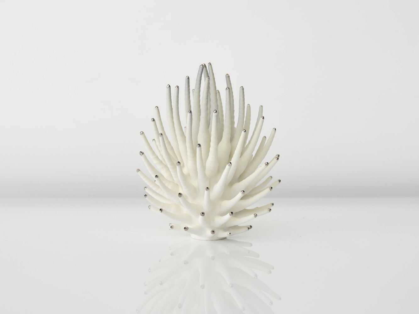 &amp;nbsp;EVA ZETHRAEUS

Small Yellow Calliandra with Platinum Details, 2026

Glazed porcelain, platinum

9.5&amp;quot; H x 7.5&amp;quot; Dia.