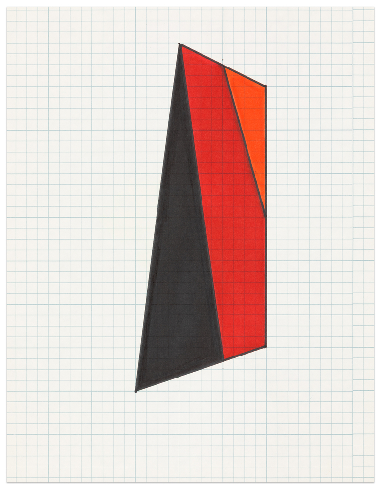 Leo Valledor "Untitled Drawing (Study for Aslantis)," c. 1986 marker on graph paper 11 x 8 1/2 in.